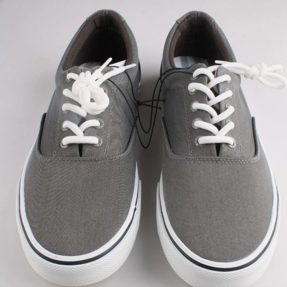 Izod Rangley Mens Canvas Lace Up Tennis Shoes Sneakers Grey New